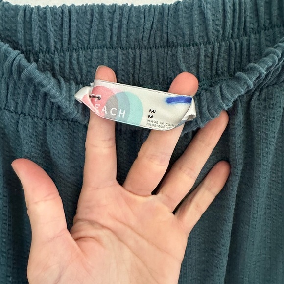 Free People Beach Teal Wide-Leg Elastic Pants women’s size medium - Picture 3 of 6